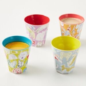 Brand New Anthropologie Picnic Melamine Dog Tumblers Set of 4